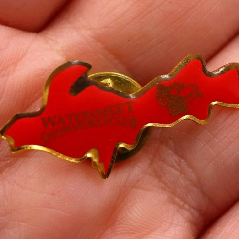 Vintage Watersmeet Enamel Red Pin Unique Unusual Pin